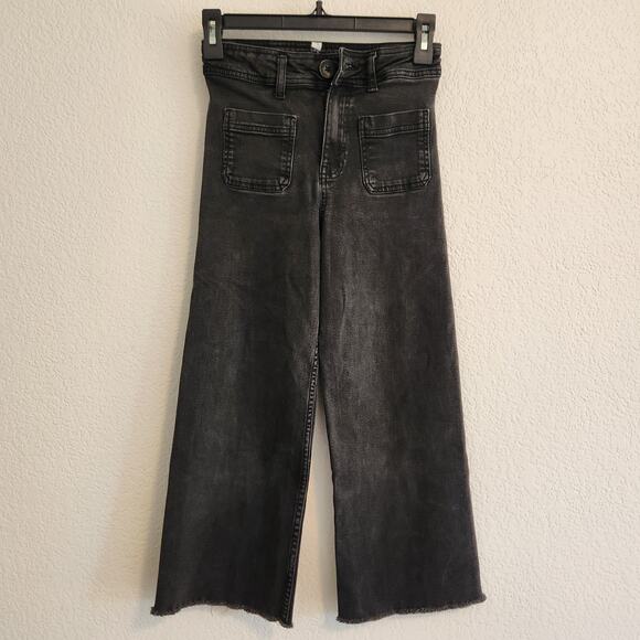 Zara‎ Girl's Size 10 Black Wide Leg Jeans Pre-owned excellent - Picture 1 of 4